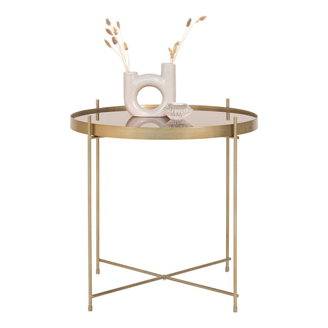 Venezia Brass Glass and Metal Round Coffee Table