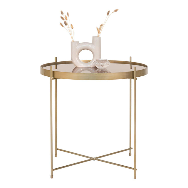 Venezia Brass Glass and Metal Round Coffee Table