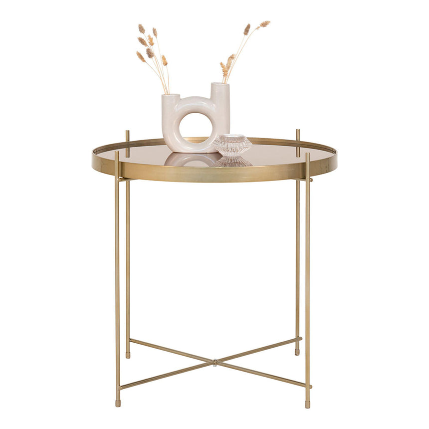 Venezia Brass Glass and Metal Round Coffee Table