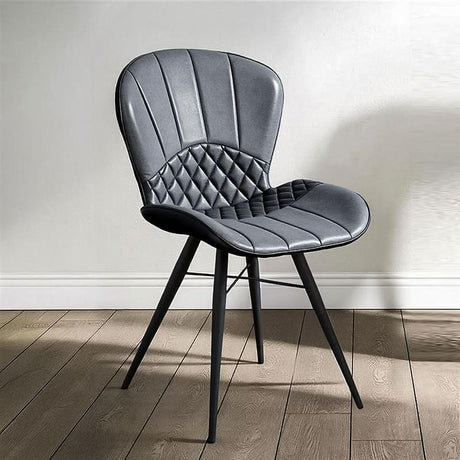 2 x Amory Grey Leather Dining Chair