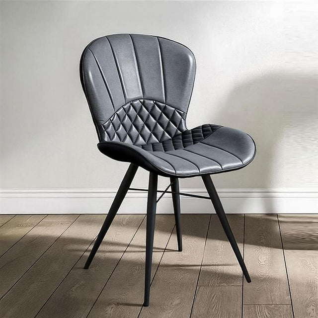 2 x Amory Grey Leather Dining Chair