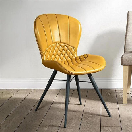 2 x Amory Mustard Leather Dining Chair