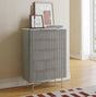 Isabella Grey 5 Drawer Fluted Chest with White Marble Top