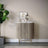 Isabella Grey Mini 2 Door Fluted Curved Sideboard with White Marble Top - 65cm