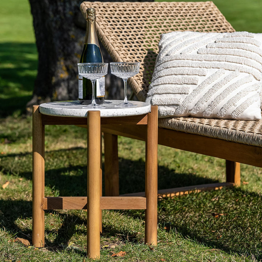 Terracina White Concrete Top Round Garden Side Table