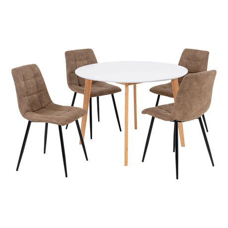 Vojens White 4 Seater Round Dining Set