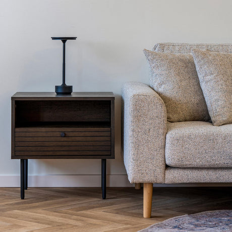 Kyoto Smoked Oak 1 Drawer Side Table