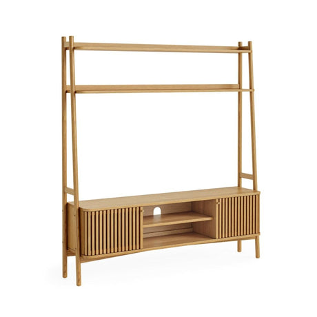 Soho Oak 165cm Slatted Ladder Large Storage TV Unit