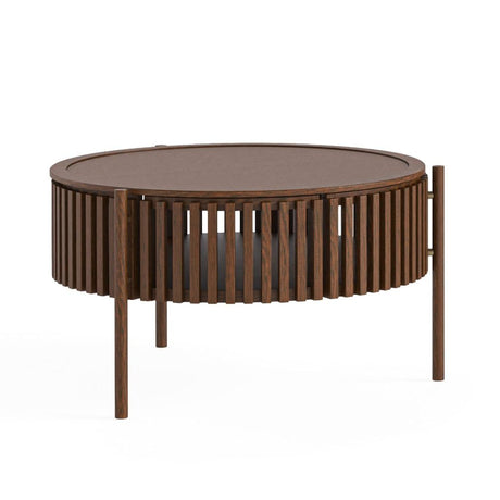 Soho Dark Oak 1 Door Slatted Story Round Coffee Table