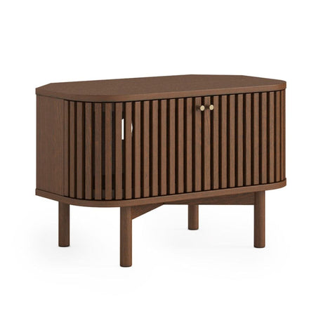 Soho Dark Oak Slatted Corner Storage TV Unit