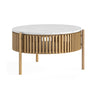 Soho Oak 1 Door Slatted Story Round Coffee Table - White Marble Top