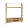 Soho Oak 165cm Slatted Ladder Large Storage TV Unit - White Marble Top