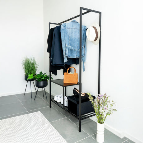 Vita Black Melamine Open Wardrobe