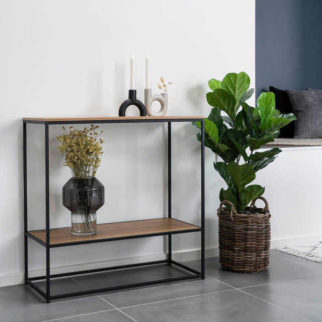 Vita Natural Wood Console Table with Shelf