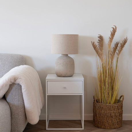 Vita White Melamine 1 Drawer Side Table