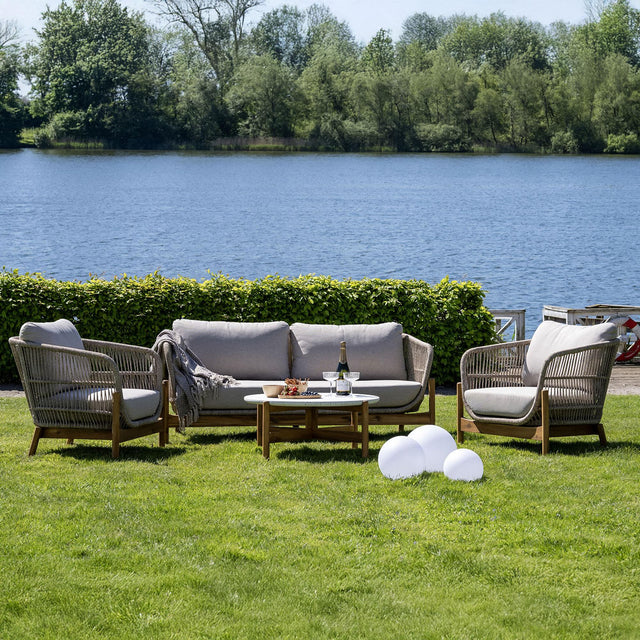 Hunterton Acacia Wood and Rope 2 Seater Sofa Lounge Set