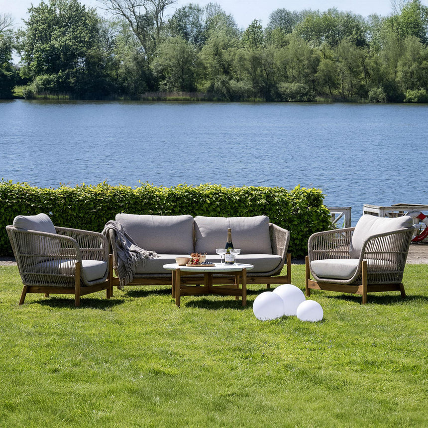 Hunterton Acacia Wood and Rope 2 Seater Sofa Lounge Set