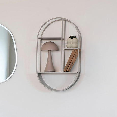 Feira Grey Metal Oval Wall Shelf