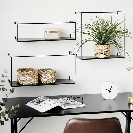 Ulmo Black Metal Wall Shelf - Set of 3