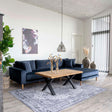 Lido Blue Fabric Right Hand Facing Lounge Sofa with Natural Legs