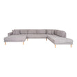 Lido Grey Fabric Left Hand Facing U-Sofa Open End with Natural Legs