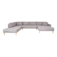 Lido Grey Fabric Right Hand Facing U-Sofa Open End with Natural Legs