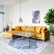 Lido Mustard Fabric Left Hand Facing Lounge Sofa with Natural Legs
