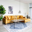 Lido Mustard Fabric Right Hand Facing Lounge Sofa with Natural Legs