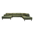 Lido Olive Green Fabric Left Hand Facing U-Sofa Open End with Black Legs