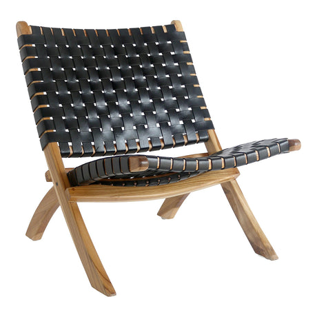 Perugia Black Leather Folding Chair