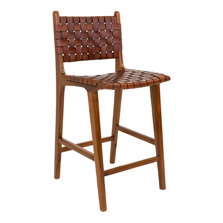 Perugia Brown Leather Bar Chair