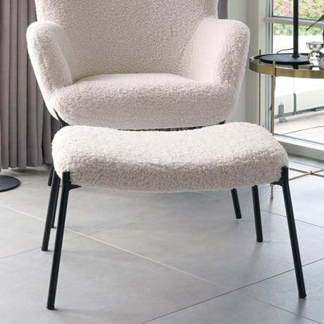 Glasgow White Faux Lambskin Footstool