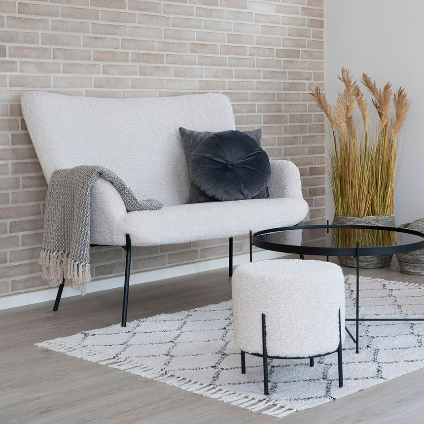 Glasgow White Faux Lambskin 2 Seater Sofa
