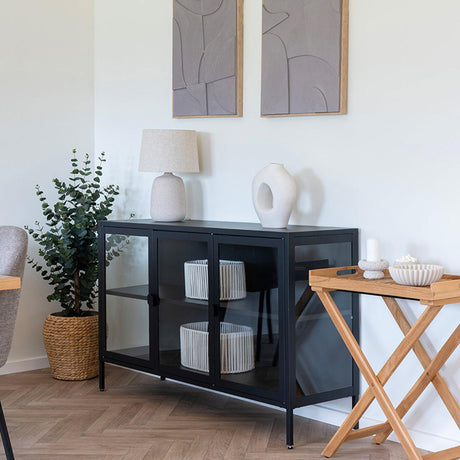 Nondalton Black Metal 3 Door Sideboard