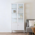 Nondalton Glass and White Metal 4 Door Display Cabinet