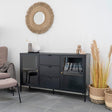 Dalby Black Metal 2 Door 3 Drawer Sideboard