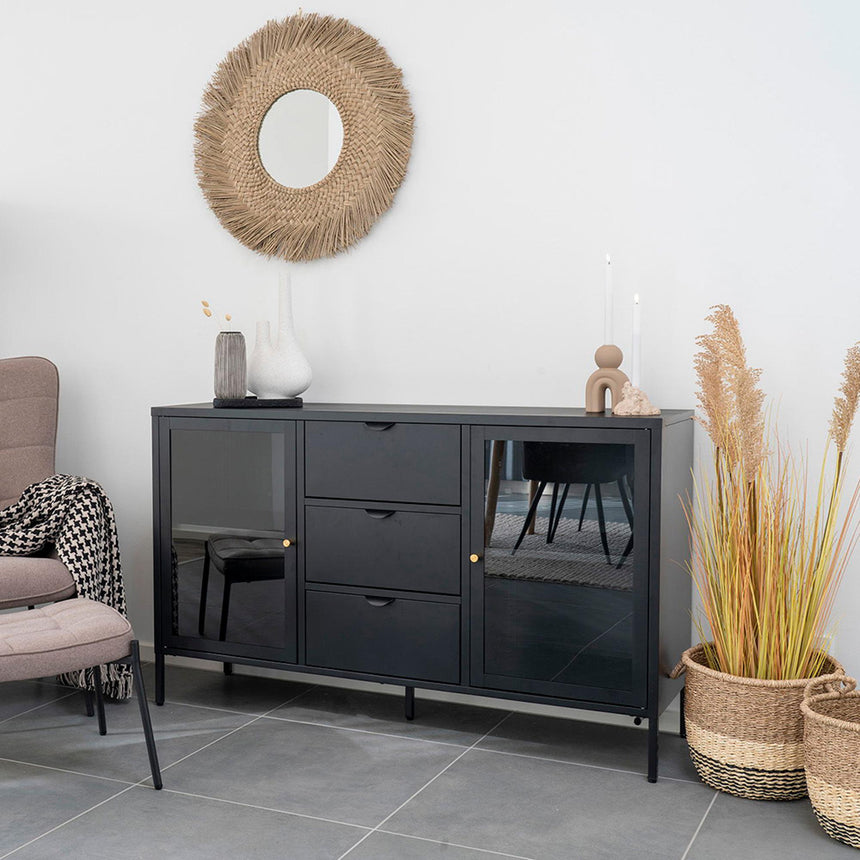 Dalby Black Metal 2 Door 3 Drawer Sideboard