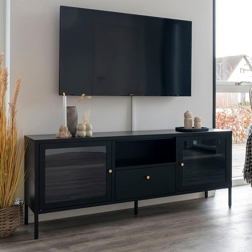 Dalby Black Metal TV Bench