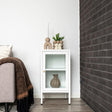 Dalby Glass and White Metal 1 Door Cabinet