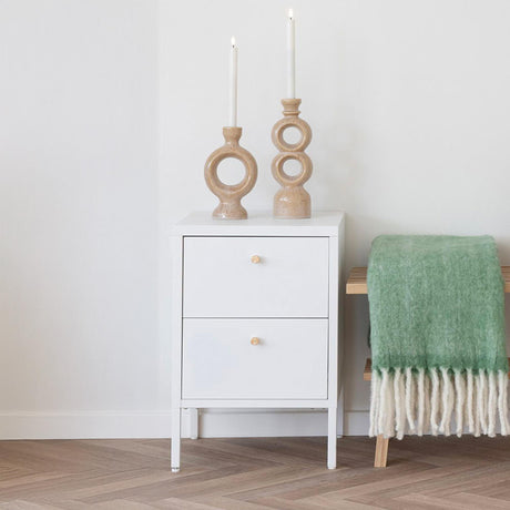 Dalby White Metal 2 Drawer Bedside Cabinet