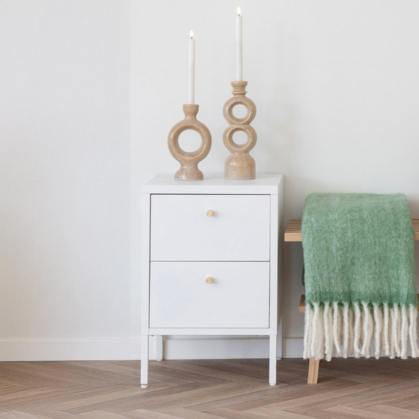 Dalby White Metal 2 Drawer Bedside Cabinet