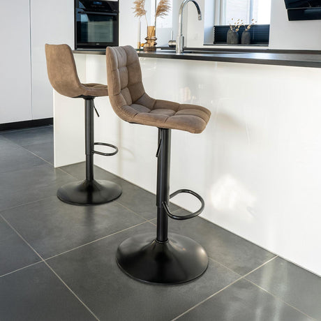 2 x Middelfart Brown Fabric Barstool