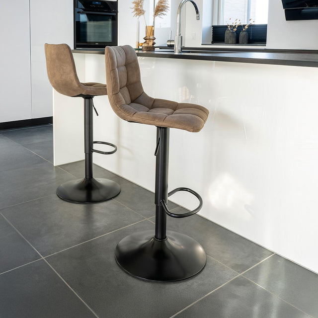 2 x Middelfart Brown Fabric Barstool