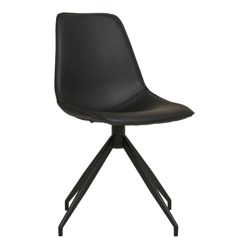 2 x Monaco Black Faux Leather Swivel Dining Chair