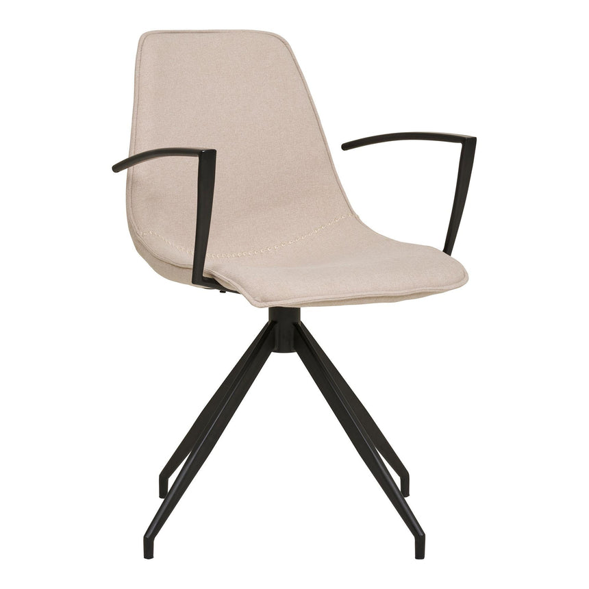 2 x Monaco Sand Fabric Swivel Dining Armchair
