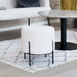 Alford White Boucle Fabric Round Pouf
