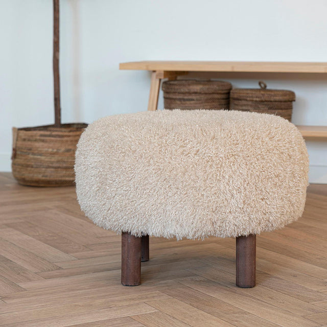 Inverness Light Brown Fabric Round Pouf