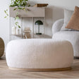 Manhattan White Boucle Fabric Pouf