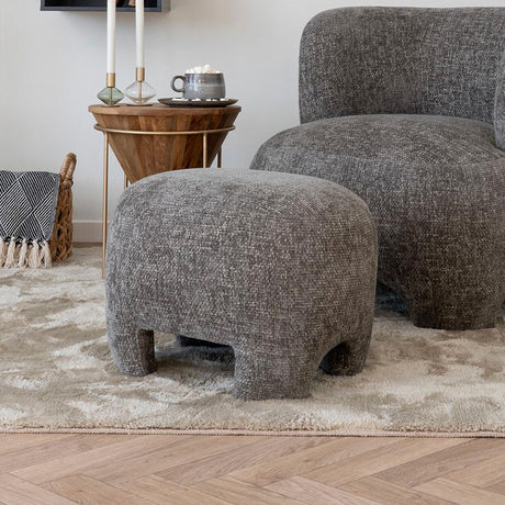 Nazare Grey Fabric Pouf