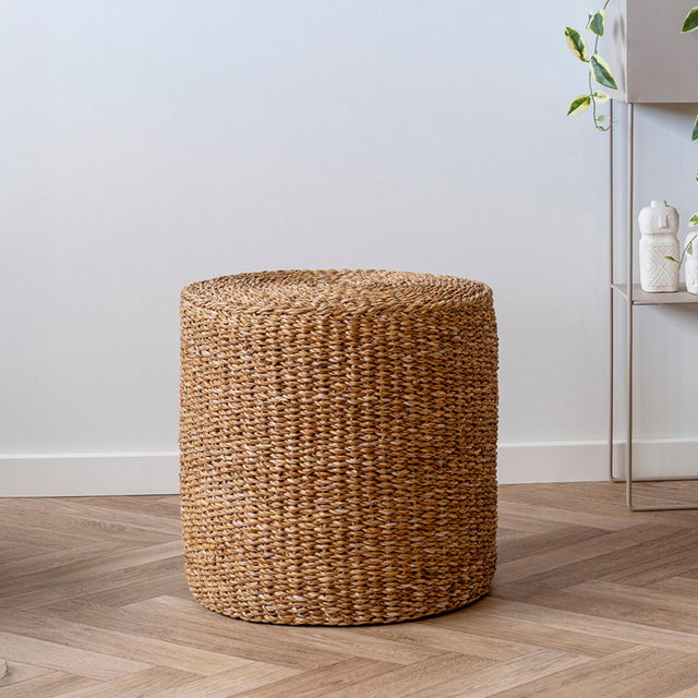 Rivera Natural Seagrass Round Pouf